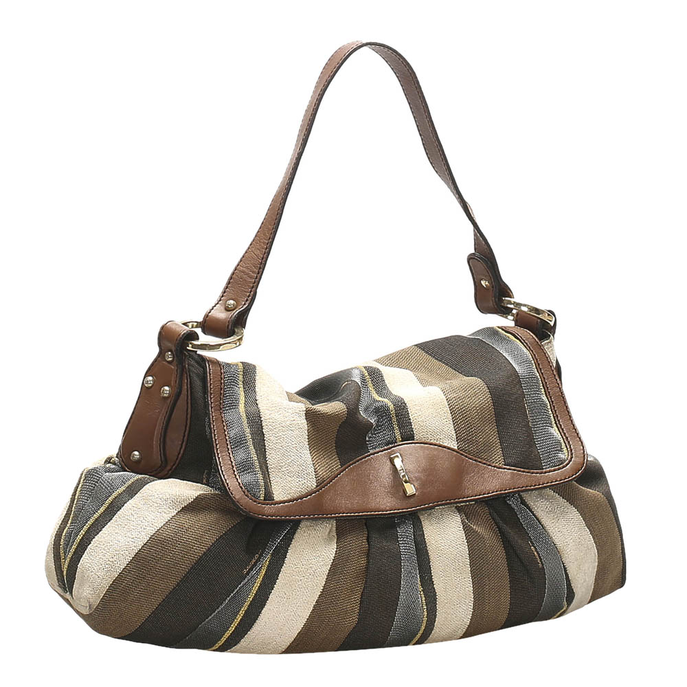 

Fendi Multicolor Chef Canvas Shoulder Bag, Brown