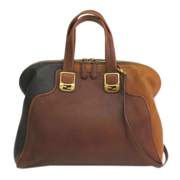 Pre Owned Fendi Tri-Color Leather Chameleon Boston Bag