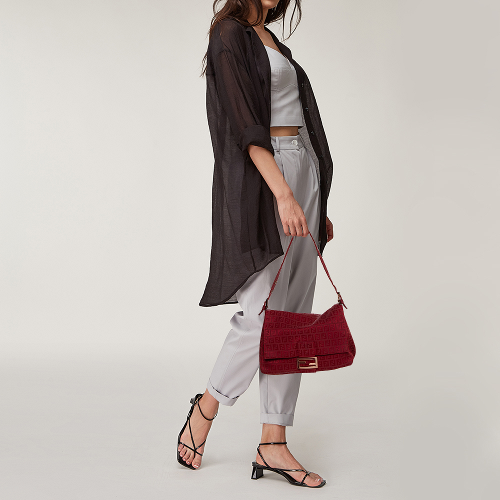 

Fendi Maroon Zucca Canvas Big Mama Forever Shoulder Bag, Red