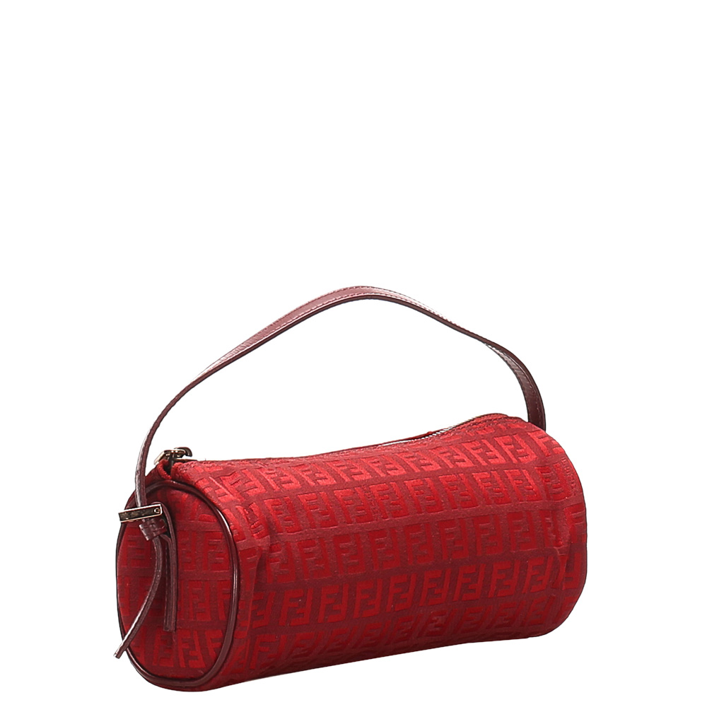 

Fendi Red Zucchino Canvas Baguette Bag