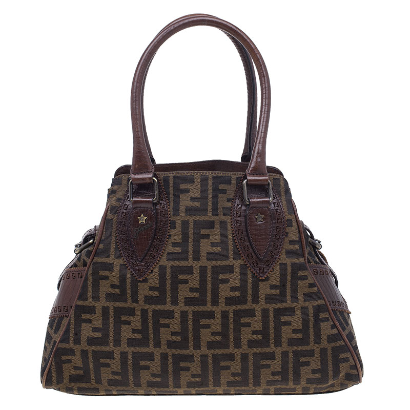 Pre Owned Fendi Brown Canvas Small Zucca Chef De Jour Bag