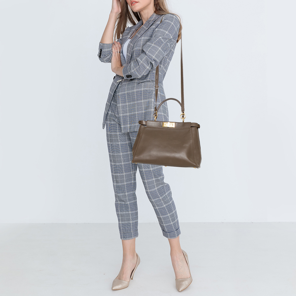 

Fendi Brown Leather Medium Peekaboo Top Handle Bag