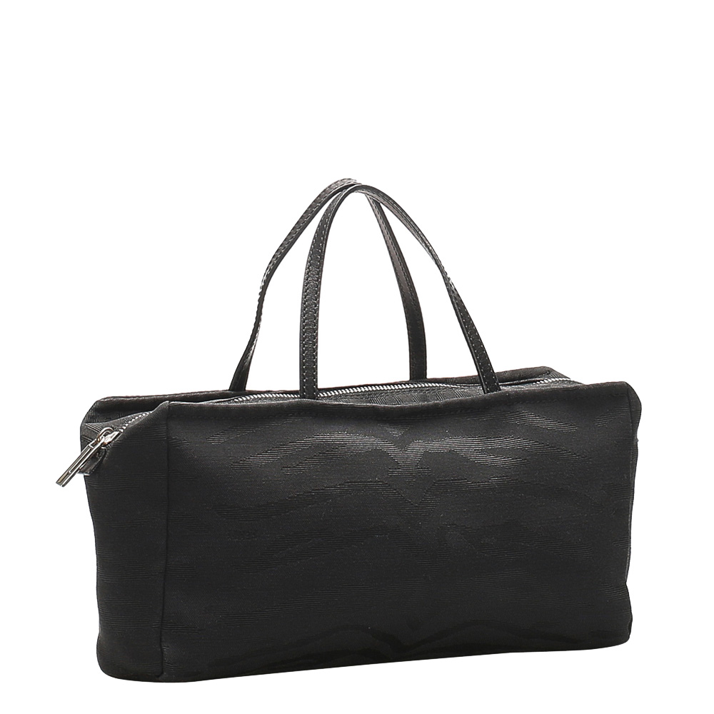 

Fendi Black Canvas Leather Fabric Satchel