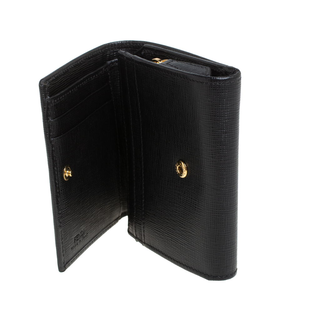 

Fendi Black Leather Compact Wallet