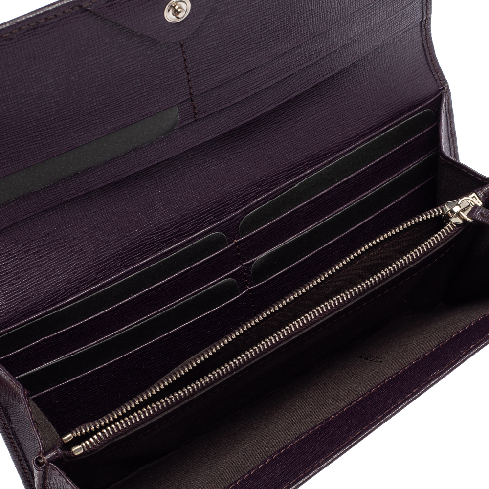 

Fendi Purple Leather Flap Continental Wallet