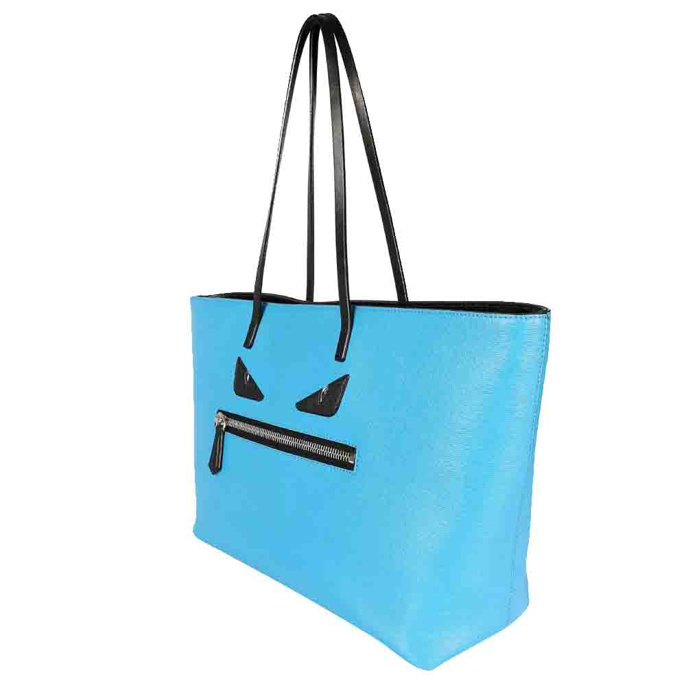 

Fendi Blue Leather Monster Roll Tote Bag