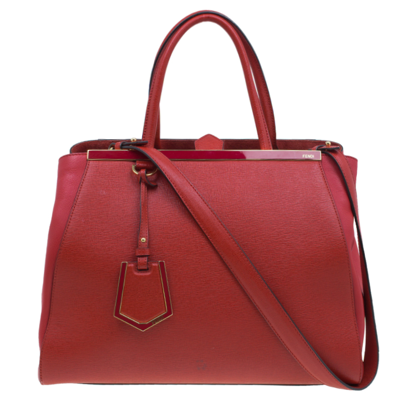 Pre Owned Fendi Red Saffiano Leather 2Jours Tote