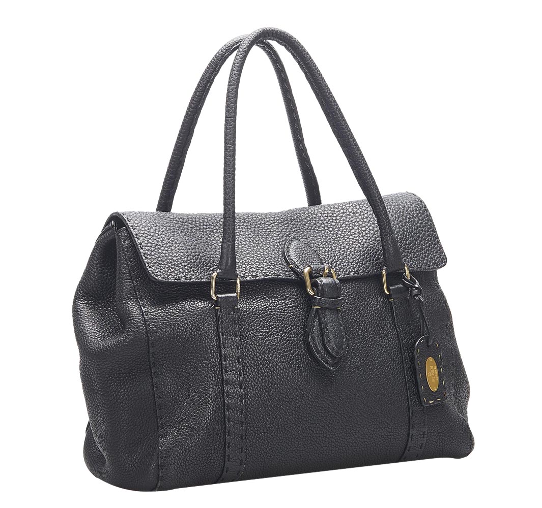 

Fendi Black Calf Leather Selleria Linda Shoulder Bag