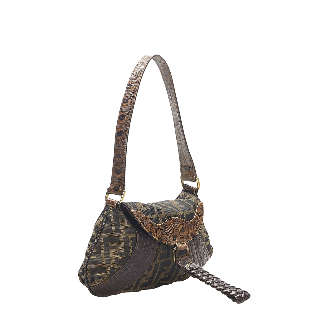 

Fendi Brown Canvas Fabric Zucca Shoulder Bag