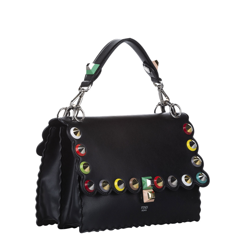 

Fendi Black Leather Kan I Top Handle Bag