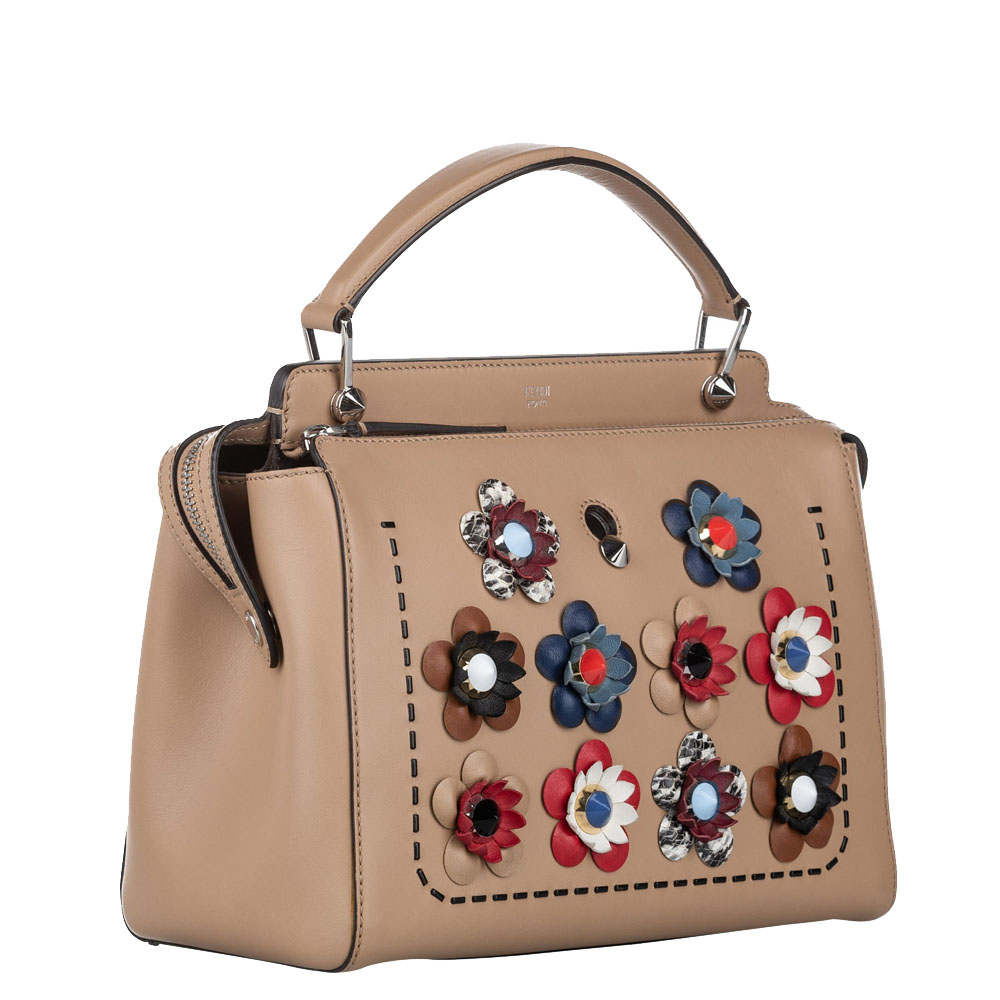 

Fendi Beige/Brown Leather Flowerland DotCom Satchel Bag