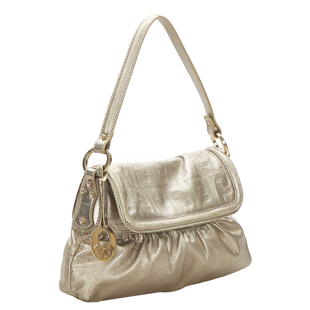 

Fendi Silver Calf Leather Chef Shoulder Bag