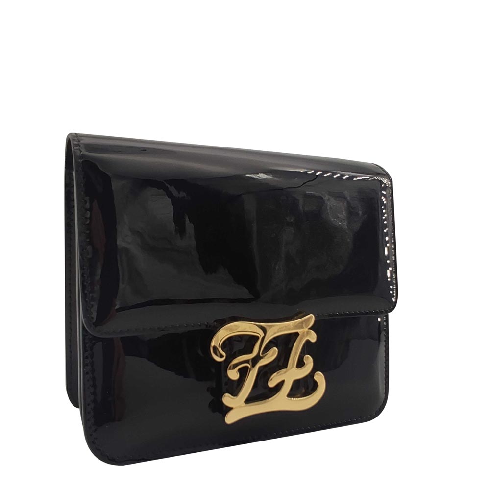 

Fendi Black Patent Leather FF Karligraphy Bag