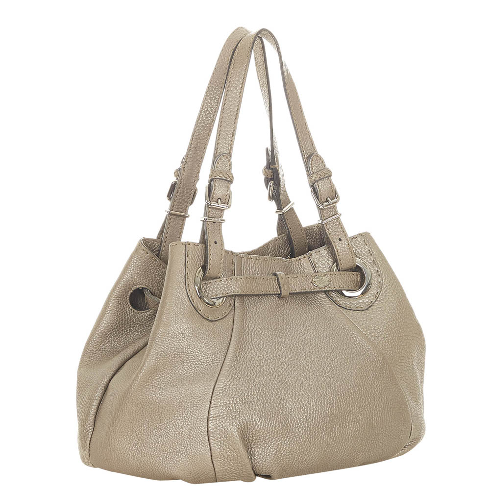 

Fendi Brown Calf Leather Selleria Shoulder Bag, Beige