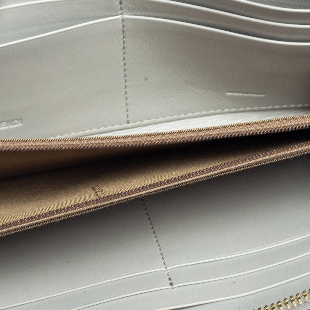 

Fendi Metallic Silver Leather Zip Around Wallet