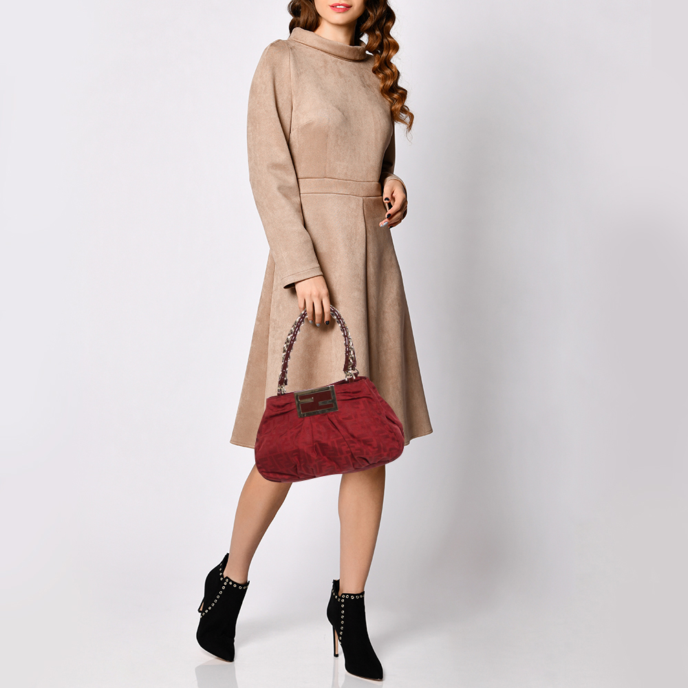 

Fendi Red Zucca Canvas and Patent Leather Small Mia Tote