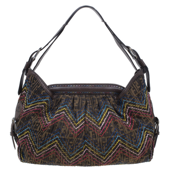 Pre Owned Fendi Multicolor Thread Zucca Canvas Doctor Hobo