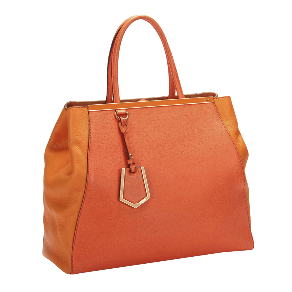 

Fendi Orange Leather Large 2Jours Tote Bag