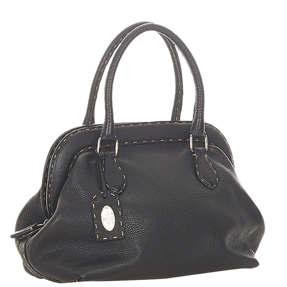 

Fendi Black Calf Leather Selleria Shoulder Bag