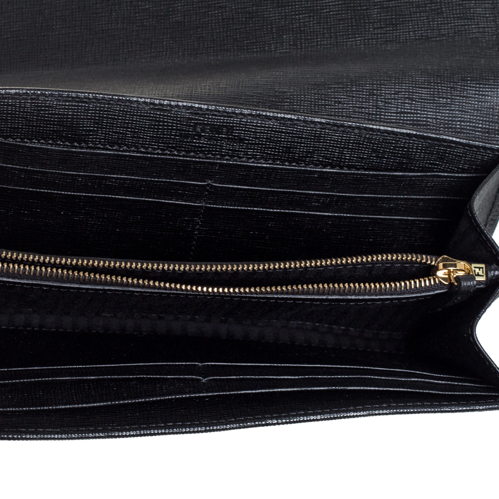 

Fendi Black Leather 2Jours Continental Wallet