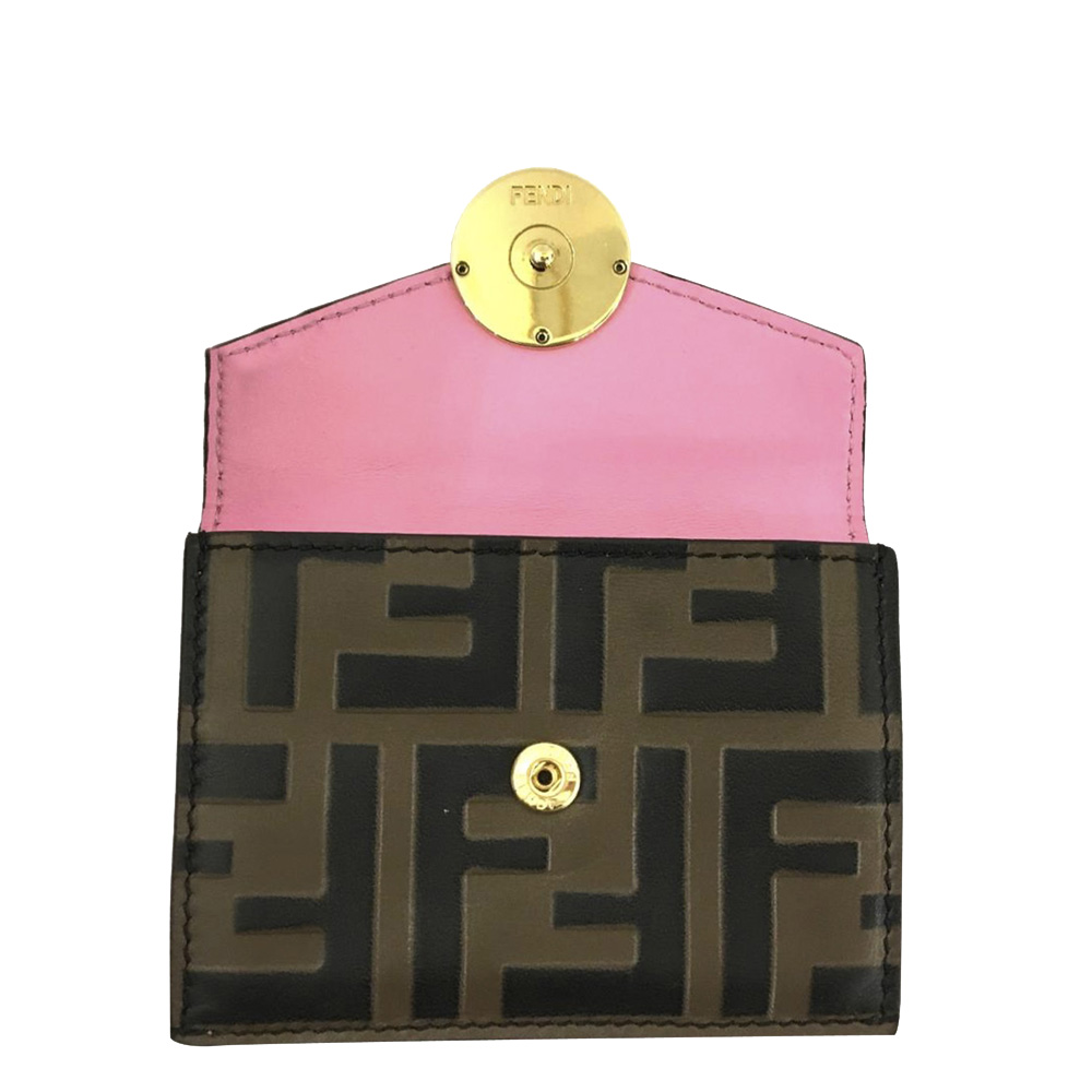 

Fendi Brown/Pink Zucca Tri-fold Leather Wallet