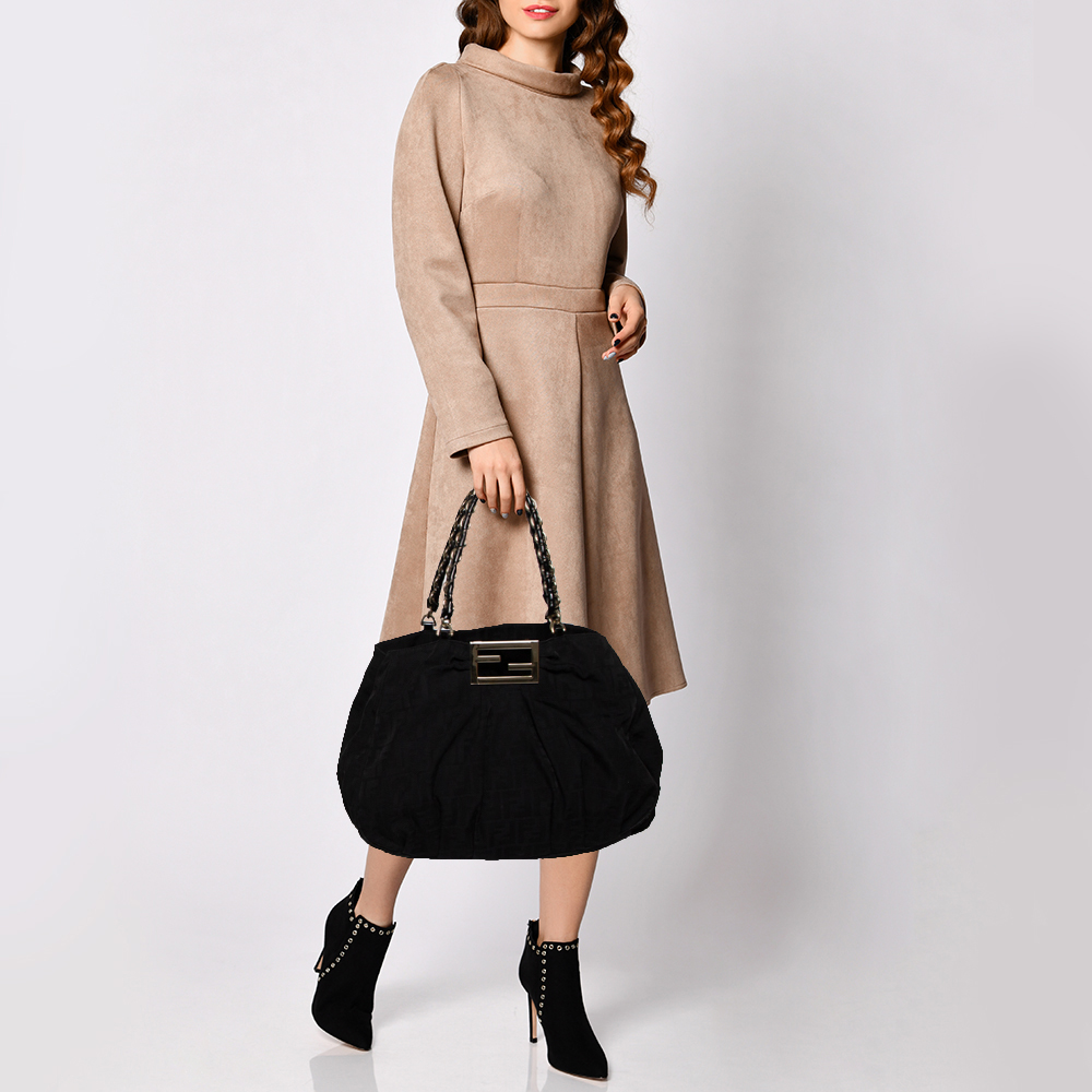 

Fendi Black Zucca Canvas Large Mia Tote