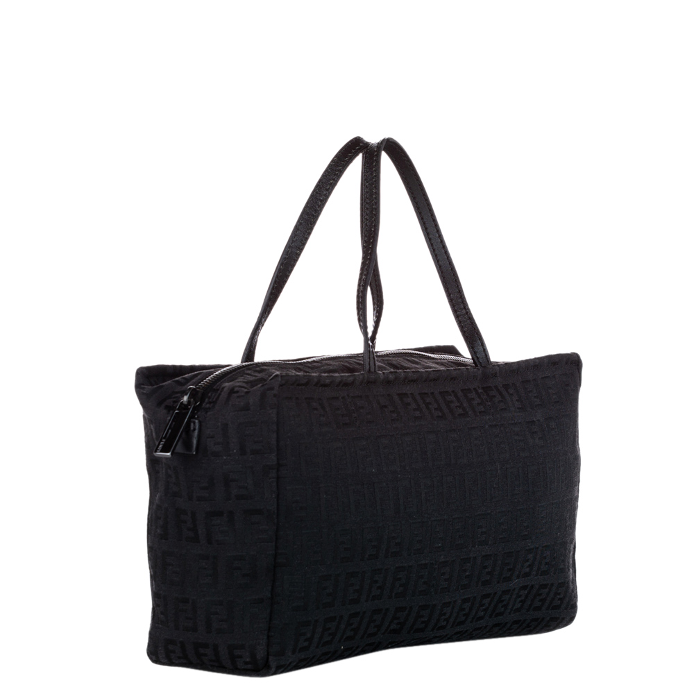 

Fendi Black Canvas Fabric Zucchino Satchel Bag
