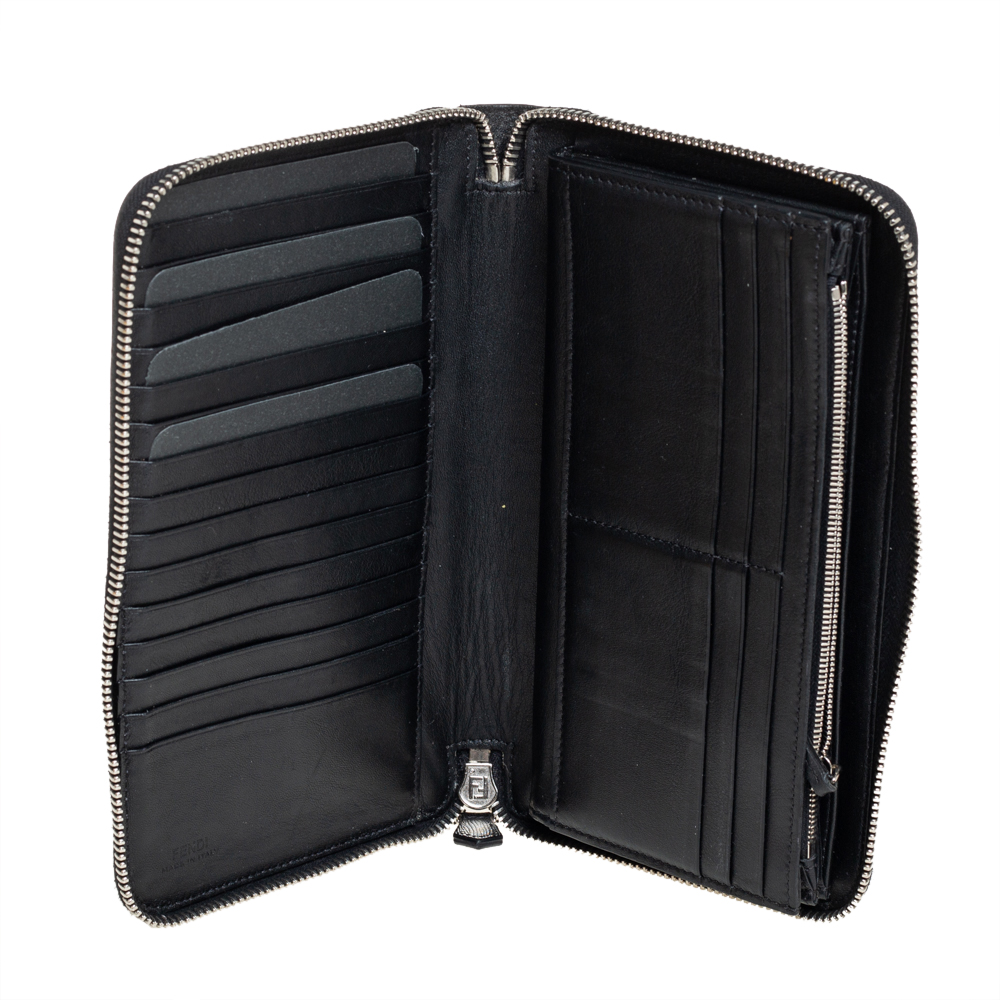 

Fendi Black Leather Zippy Organizer Wallet