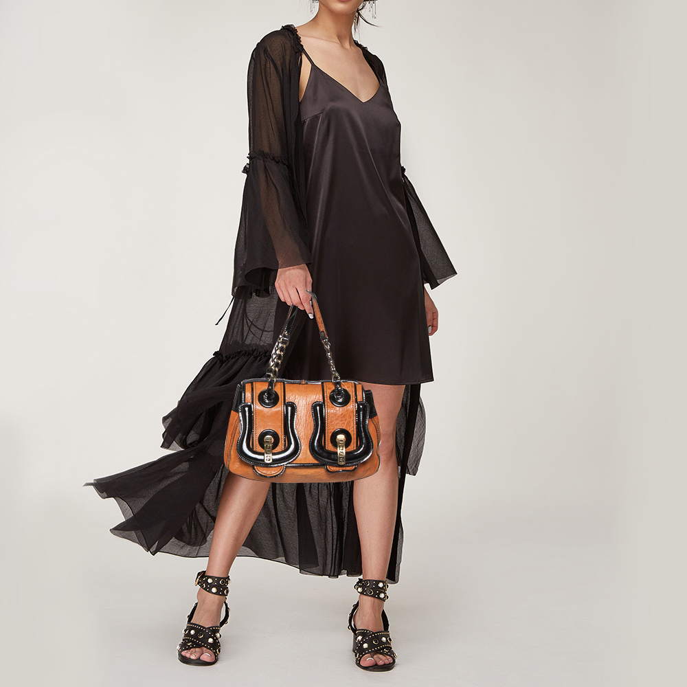 

Fendi Black/Brown Patent Leather and Leather B Shoulder Bag