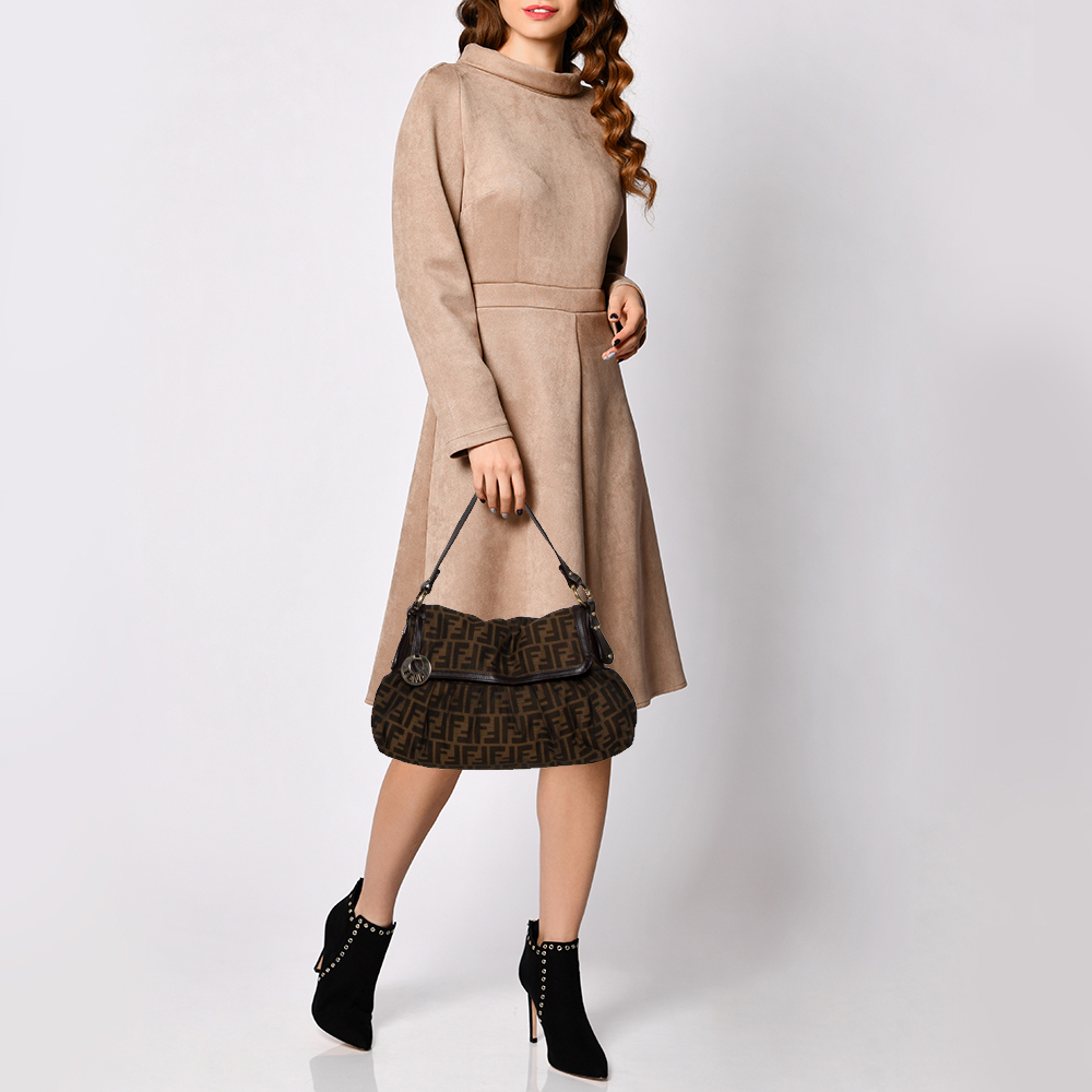 

Fendi Tobacco Zucca Canvas and Leather Chef Shoulder Bag, Brown