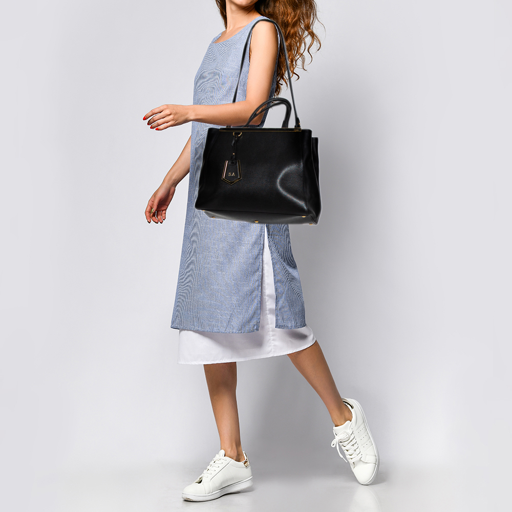 

Fendi Black Leather Medium 2jours Tote