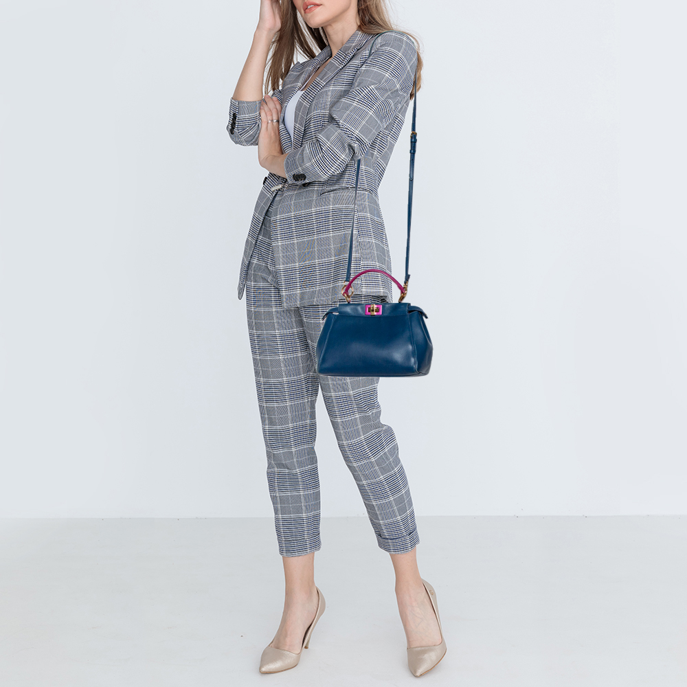 

Fendi Blue/Pink Leather Mini Peekaboo Top Handle Bag