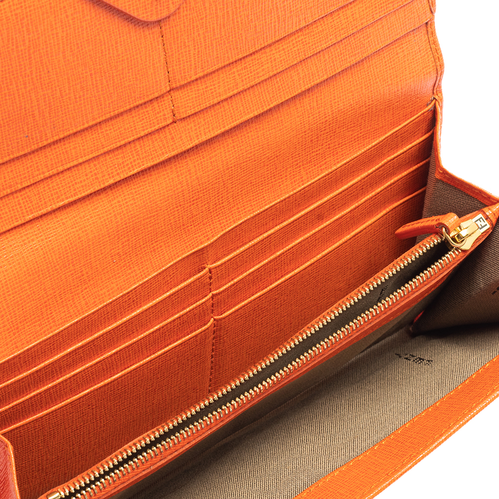 

Fendi Orange Leather Flap Continental Wallet