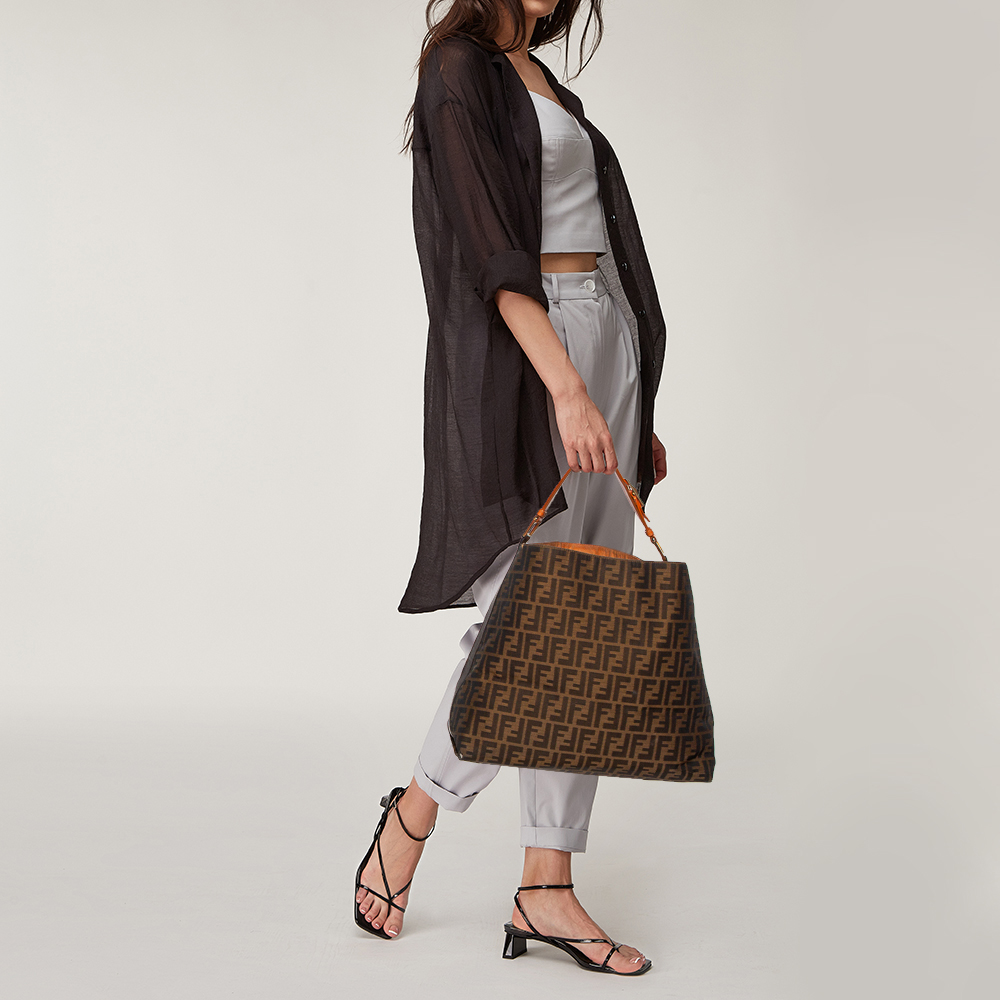 

Fendi Tobacco Zucca Canvas and Leather Large Hobo, Brown
