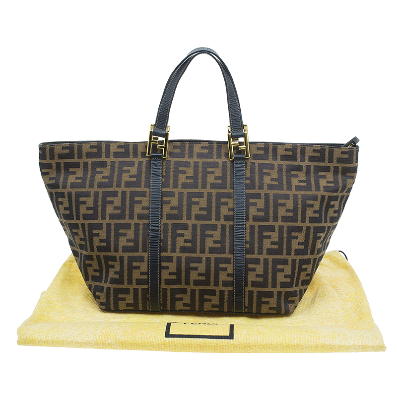 Fendi Gold Zucca Canvas With Leather Trims Speedy Small Bag Golden