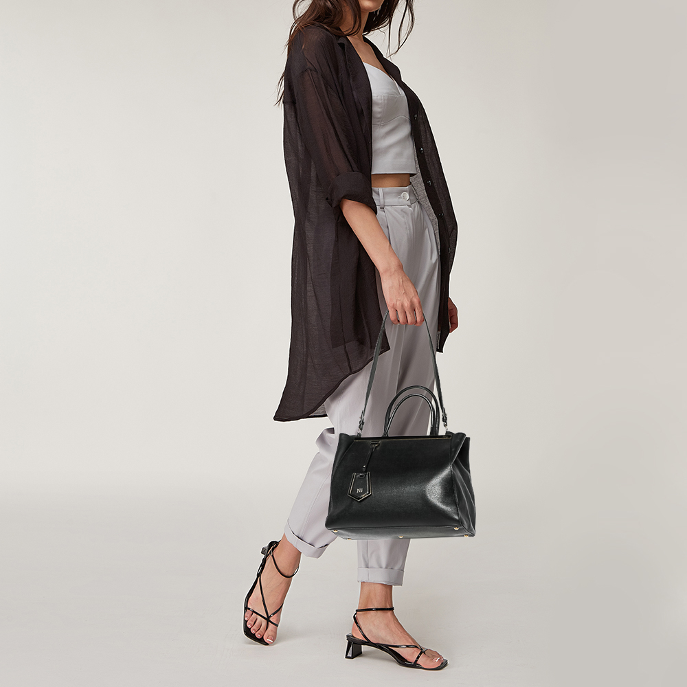 

Fendi Black Leather Medium 2jours Tote