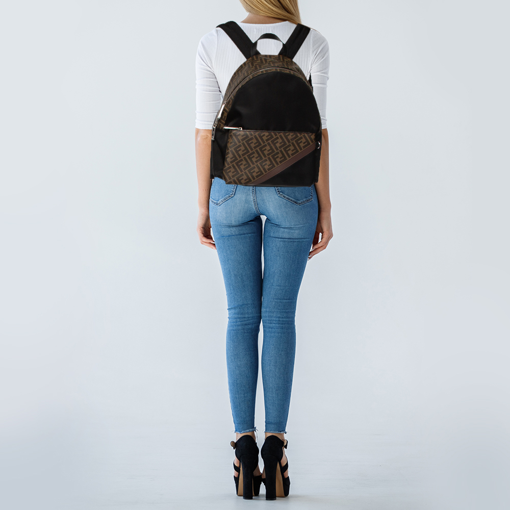 

Fendi Brown/Black Zucca Coated Canvas, Nylon and Leather Backpack