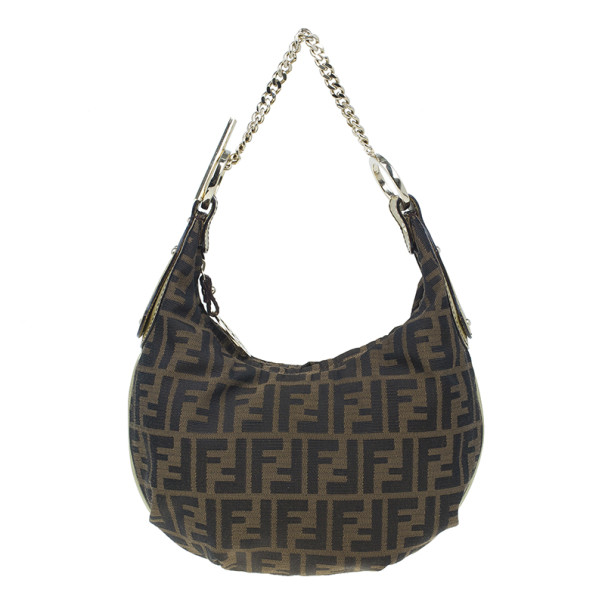 مملوكة مسبقًا Fendi Zucca Chef Chain Link Hobo