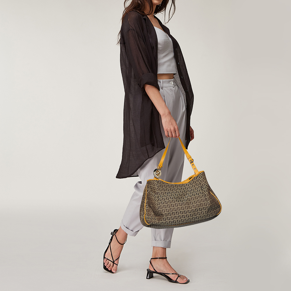 

Fendi Beige/Yellow Zucca Canvas And Leather Shoulder Bag