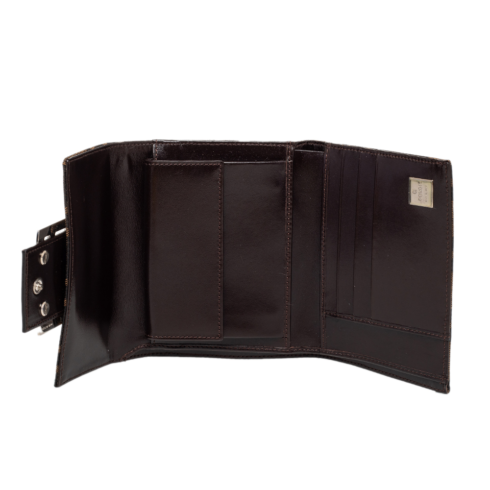

Fendi Tobacco Zucca Canvas FF Flap Compact Wallet, Brown