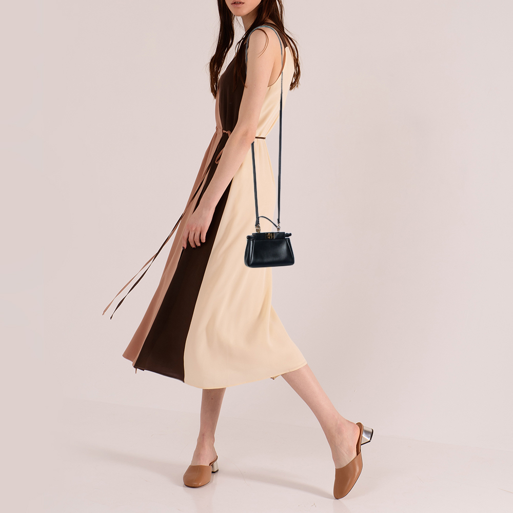 

Fendi Black Leather Micro Peekaboo Crossbody Bag