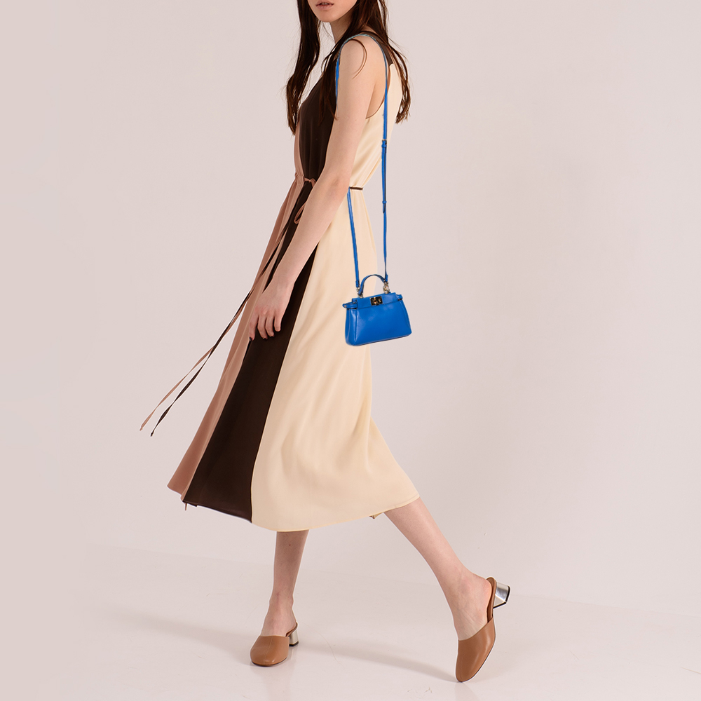 

Fendi Blue Leather Micro Peekaboo Crossbody Bag