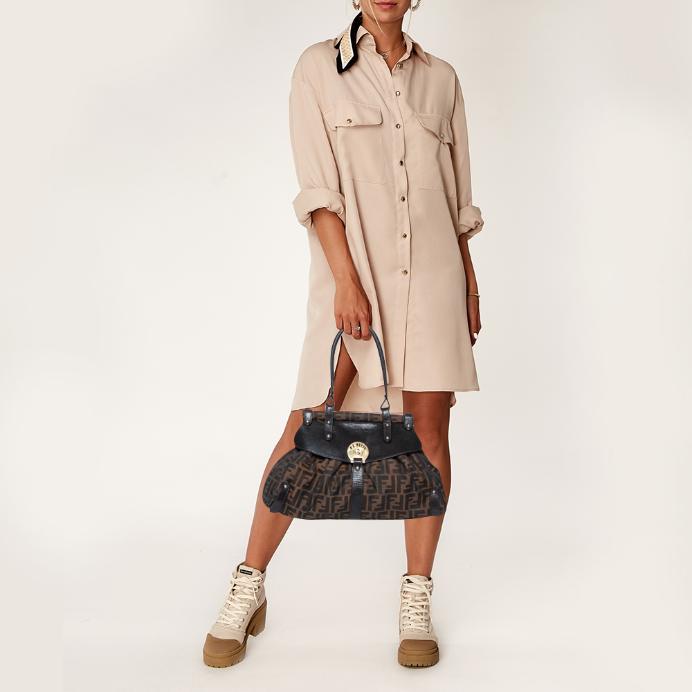 

Fendi Tobacco Zucca Canvas and Leather  Magic Shoulder Bag, Brown
