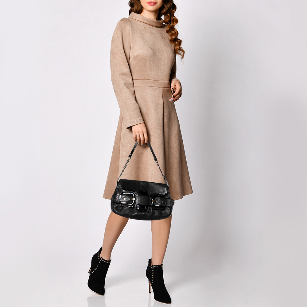 

Fendi Black Patent And Leather B Bis Shoulder Bag