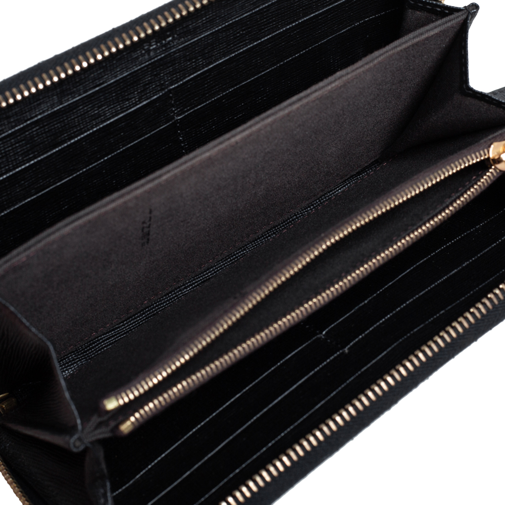 

Fendi Black Leather Elite Zip Around Wallet