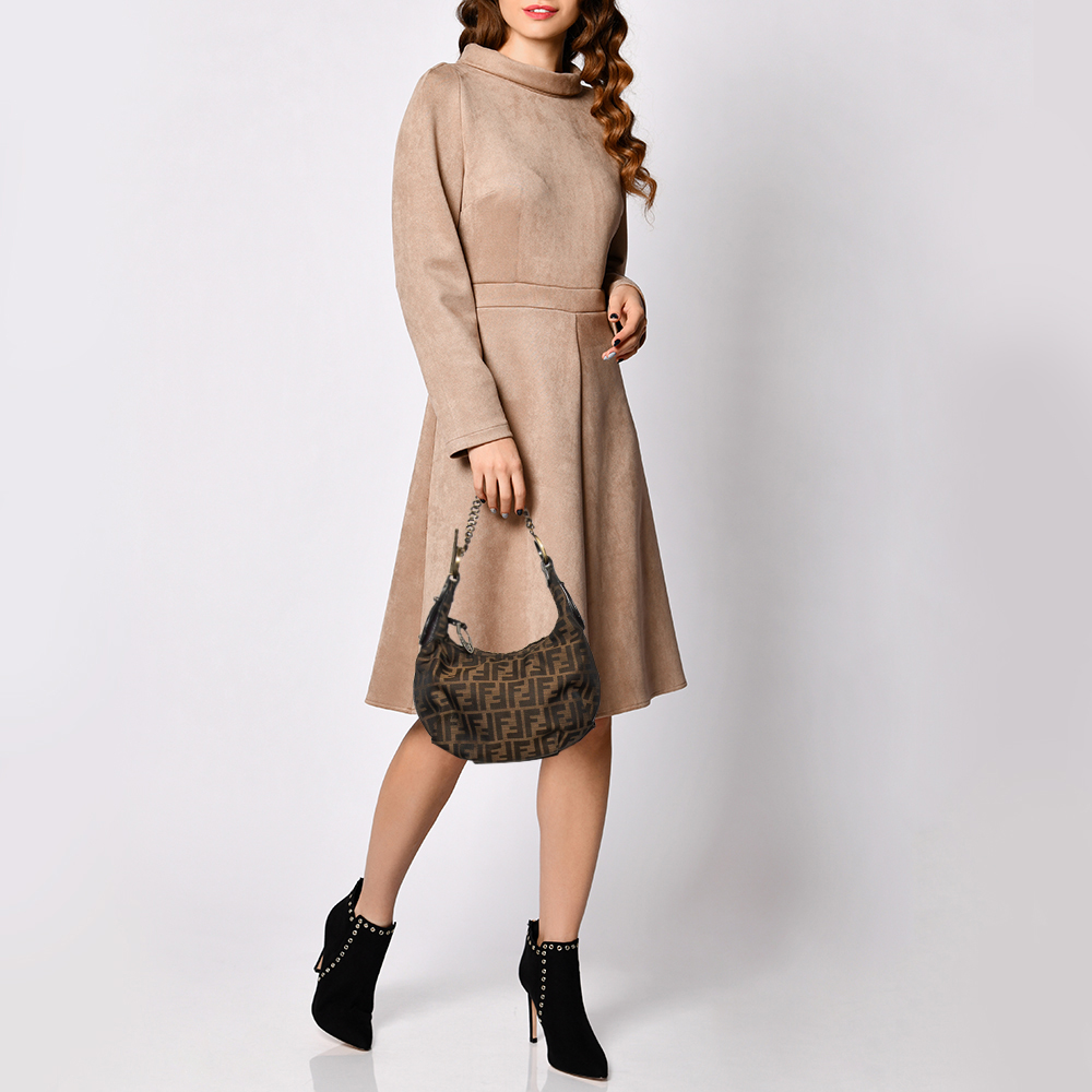 

Fendi Tobacco Zucca Canvas Chef Chain Hobo, Brown