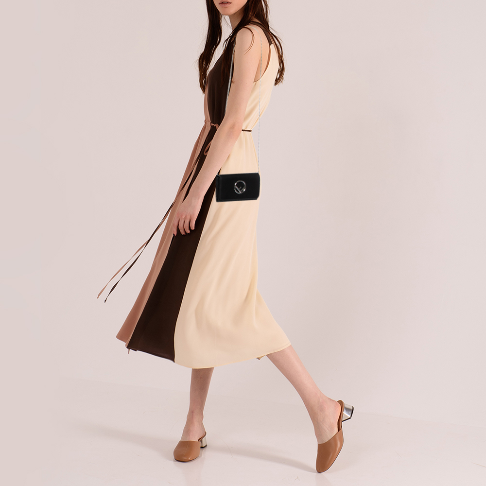 

Fendi Black Leather Kan I F Wallet On Chain Clutch