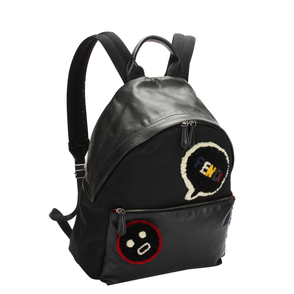 

Fendi Black Leather Patchwork Backpack Bag