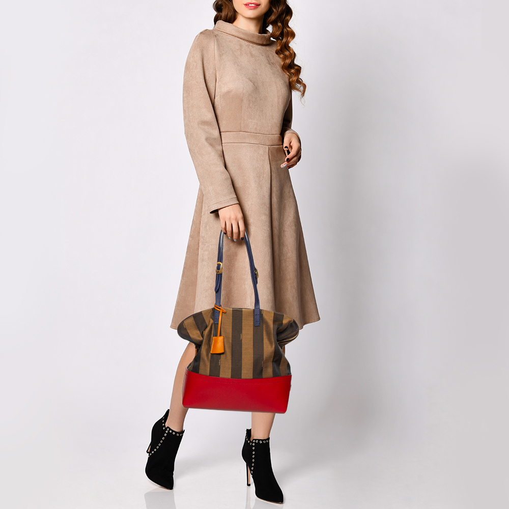 

Fendi Multicolor Pequin Striped Canvas And Leather Bag