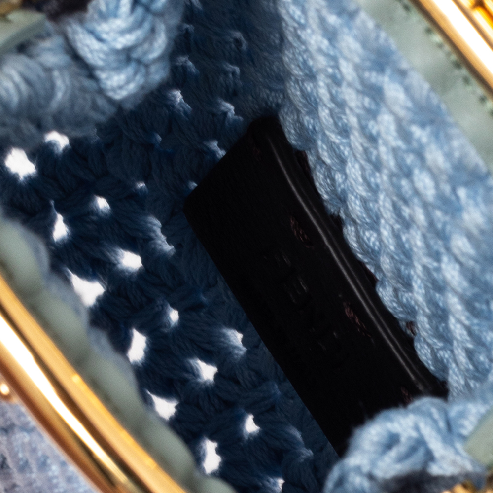 

Fendi Light Blue Woven Fabric Framed Coin Purse